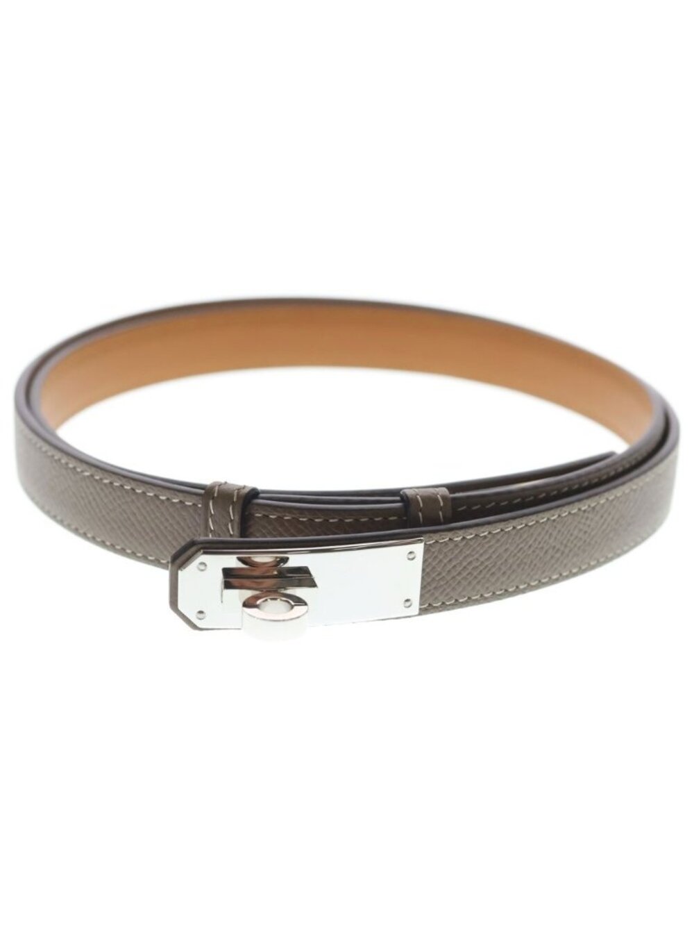 Hermes Kelly Belt Greige Etoupe Epsom Silver